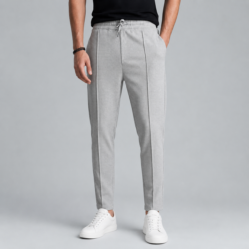 Men's Jute Knit Slim Fit Drawstring Trousers