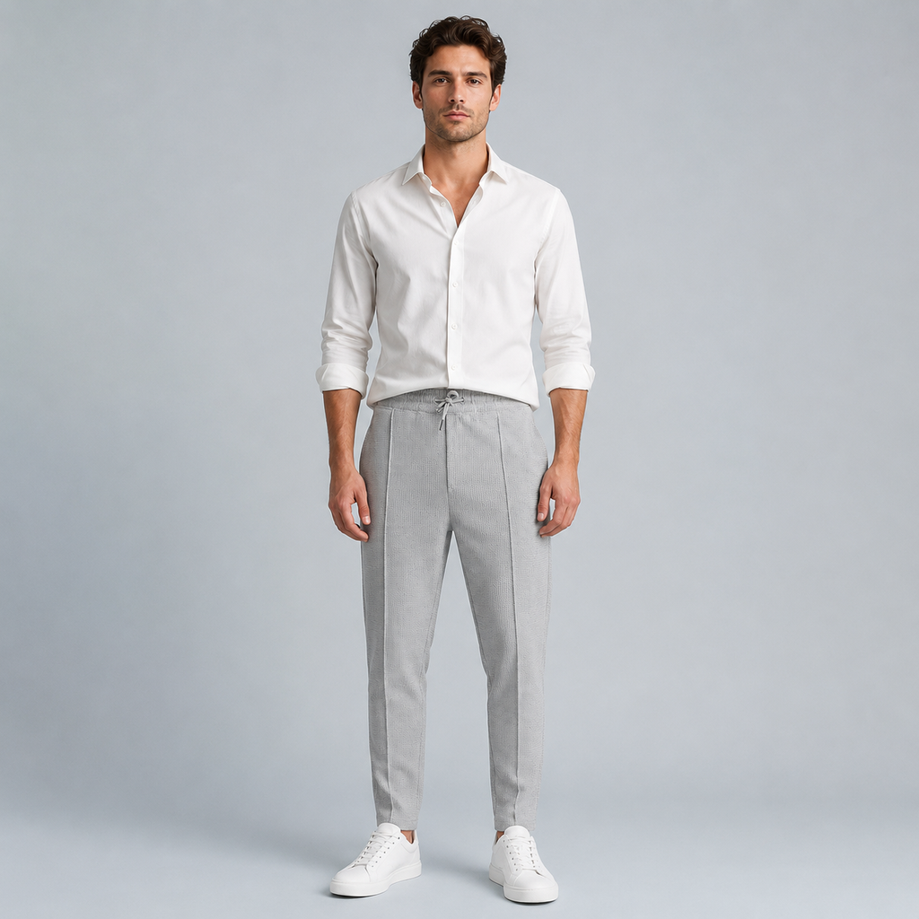 Men's Jute Knit Slim Fit Drawstring Trousers