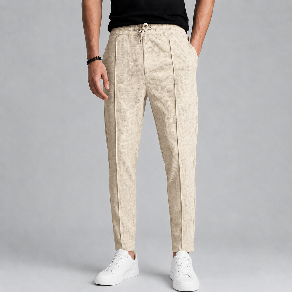 Men's Jute Knit Slim Fit Drawstring Trousers