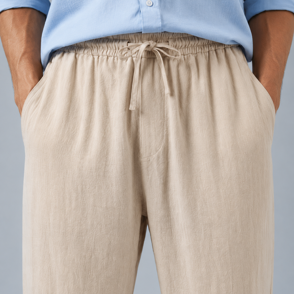 Men's Cotton Linen Straight Leg Trousers