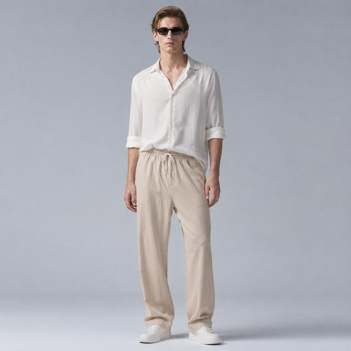 Men's Cotton Linen Straight Leg Trousers