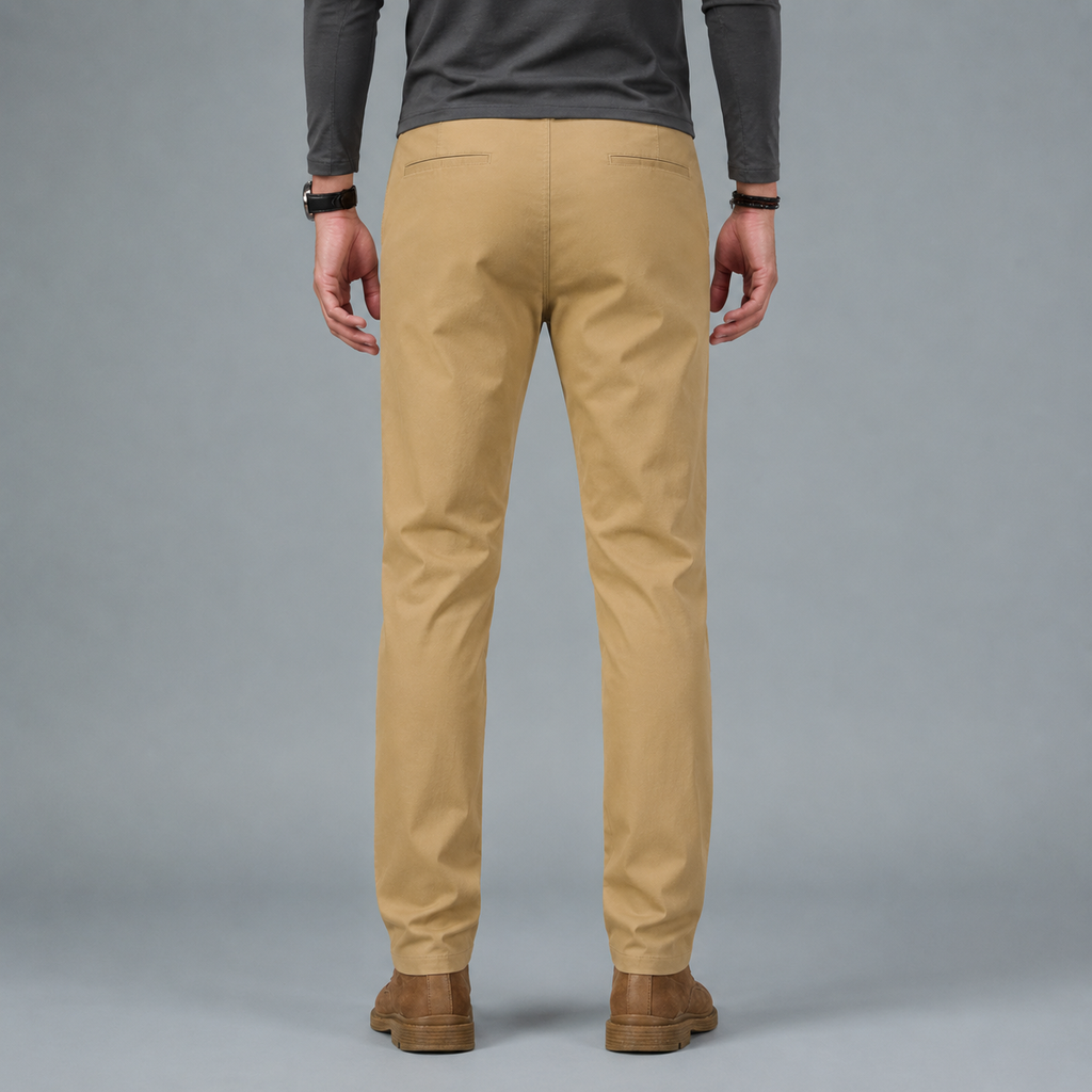 Men's Cotton Slim Straight Elastic Waist Trousers