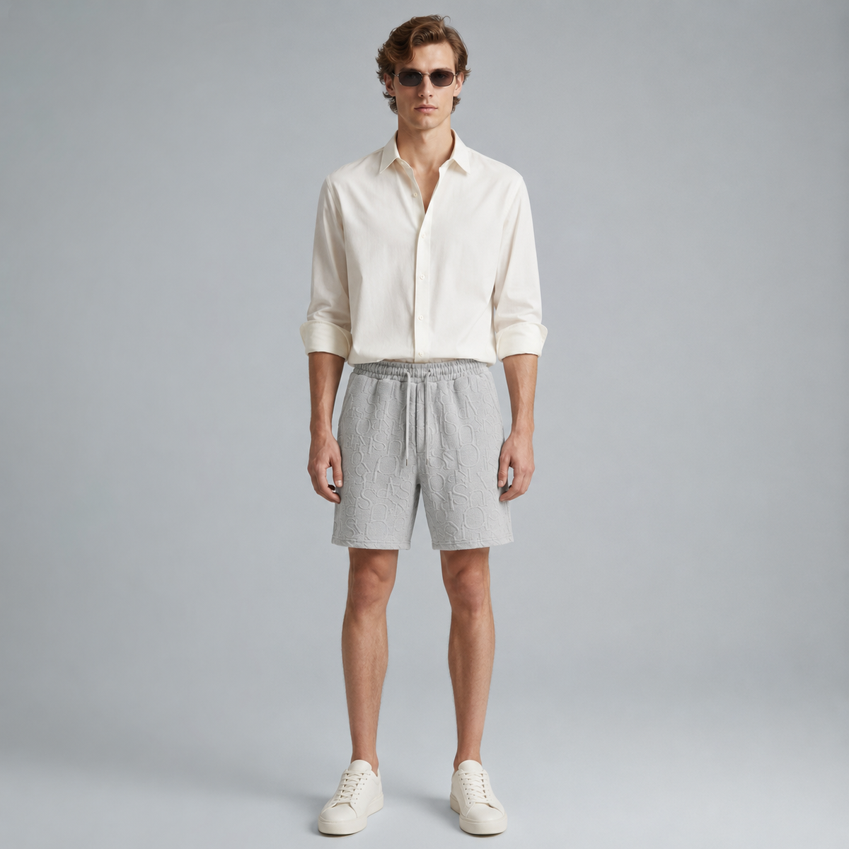 Men's Waffle Knit Wide Leg Baggy Shorts