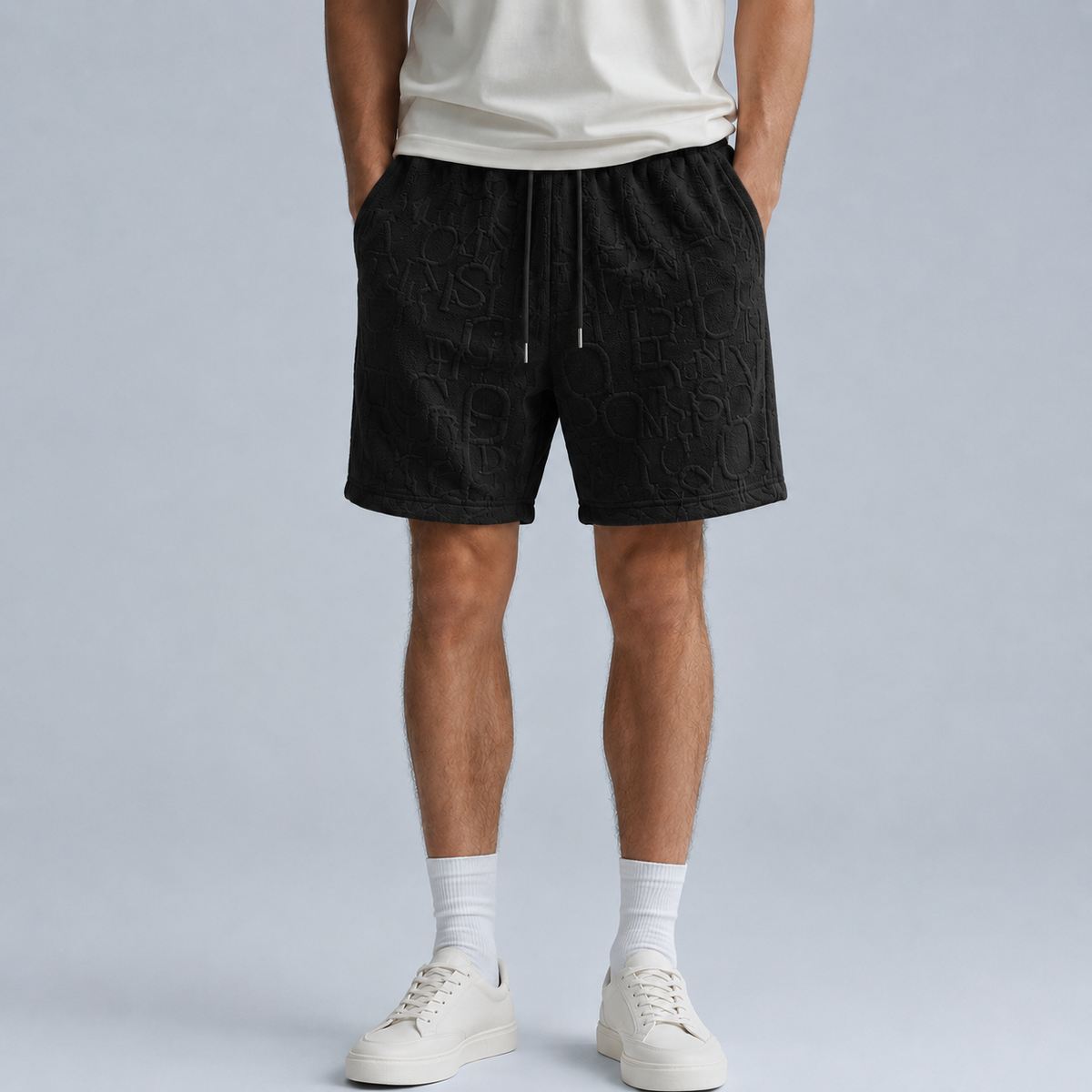 Men's Waffle Knit Wide Leg Baggy Shorts