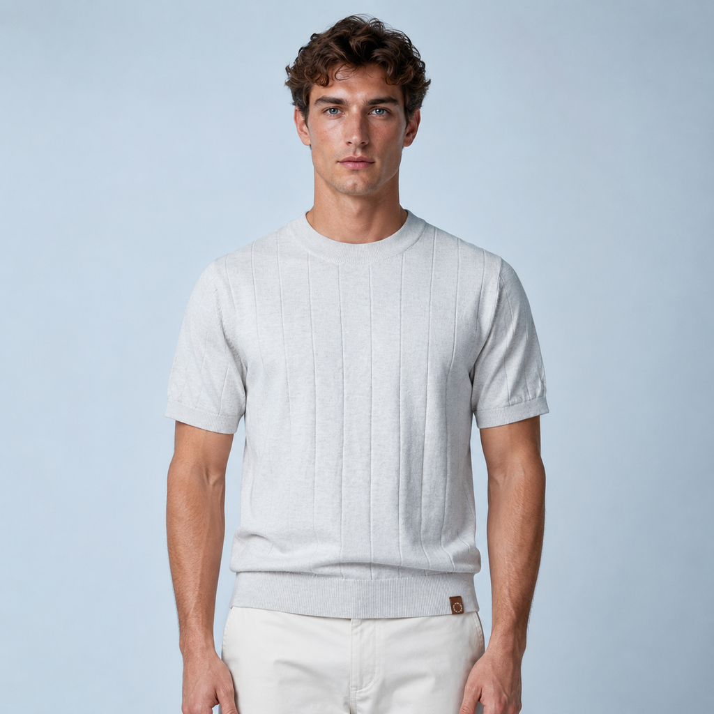 Men's 100% Cotton Striped Crew Neck T-Shirt