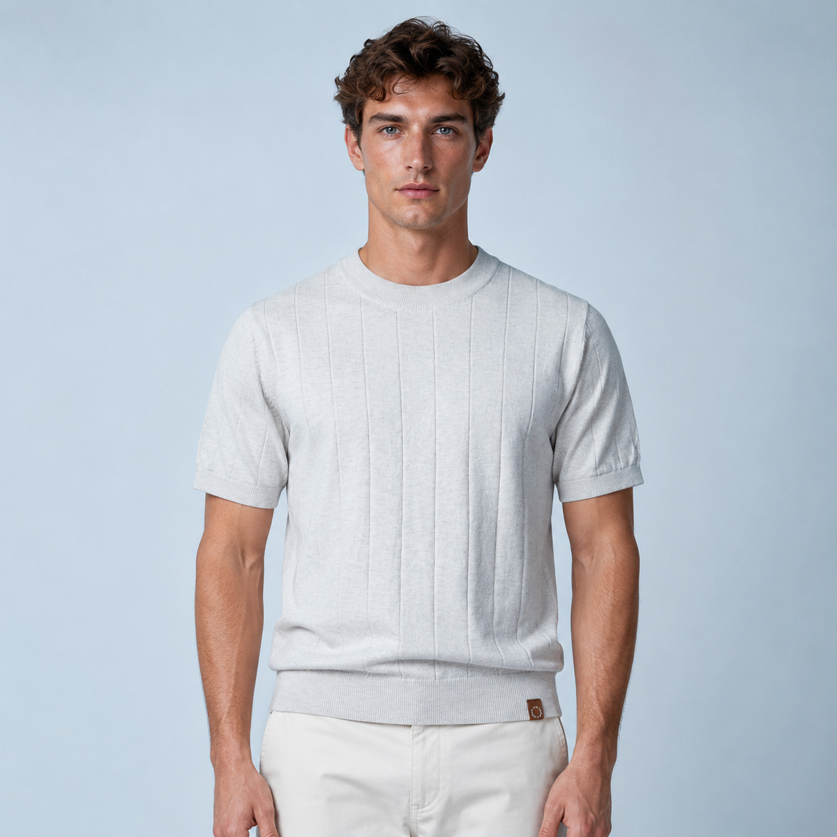Men's 100% Cotton Striped Crew Neck T-Shirt