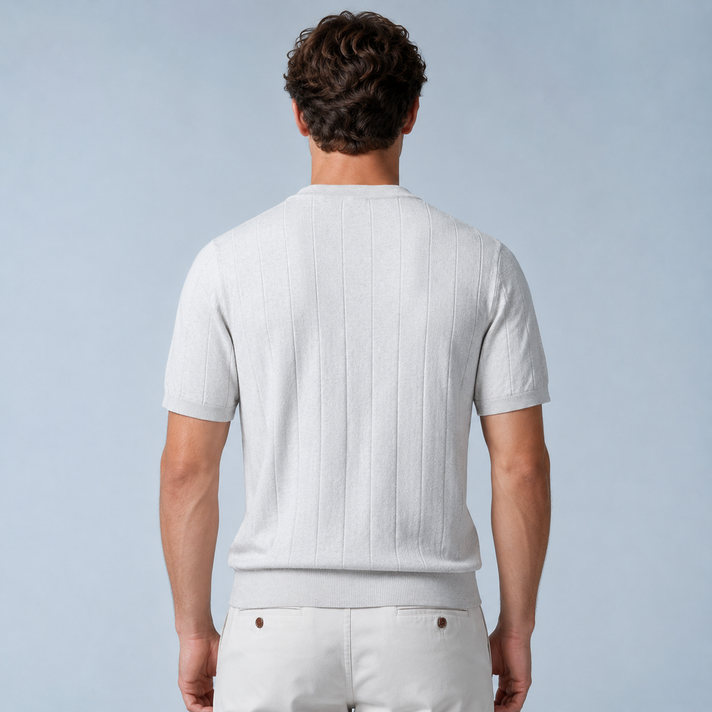 Men's 100% Cotton Striped Crew Neck T-Shirt