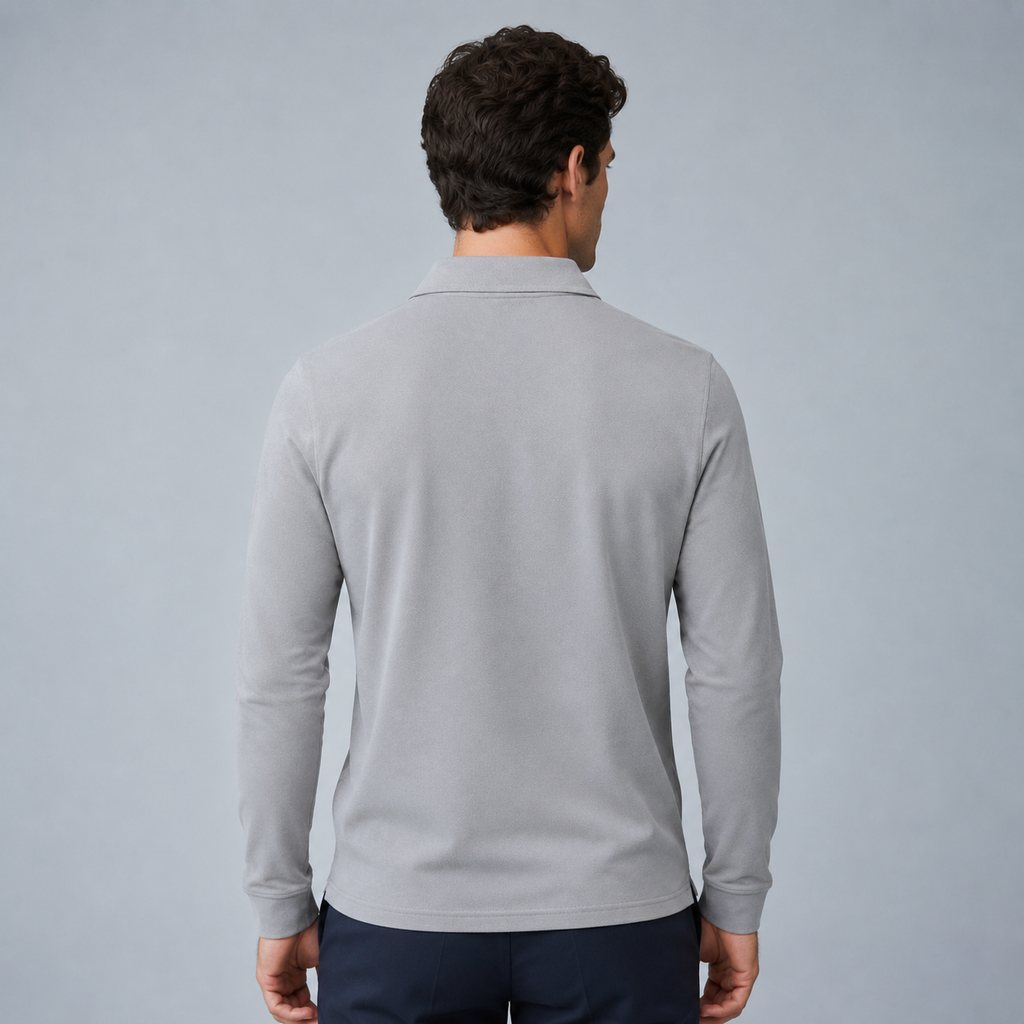 Men's 95% Cotton Long Sleeve Polo T-Shirt