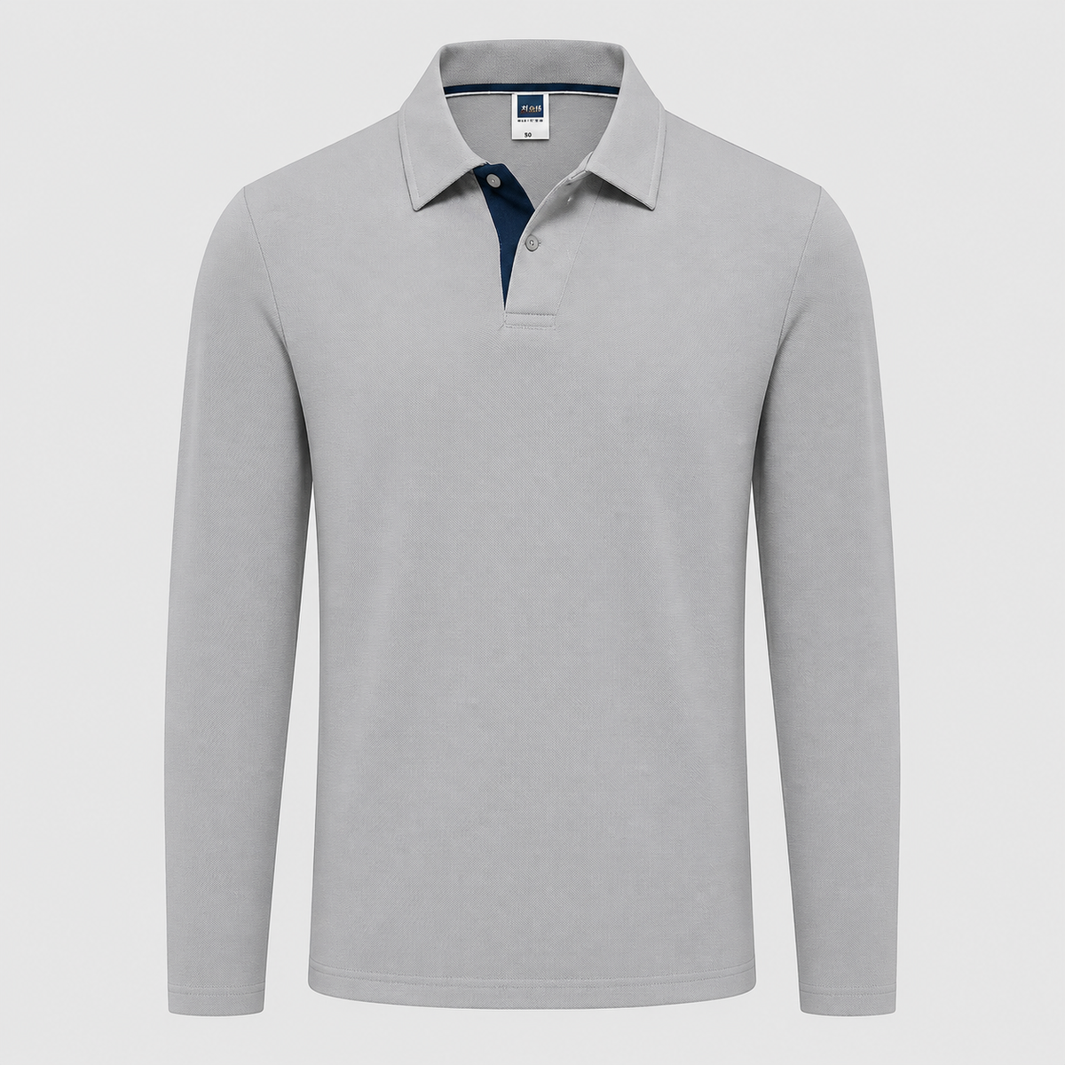 Men's 95% Cotton Long Sleeve Polo T-Shirt