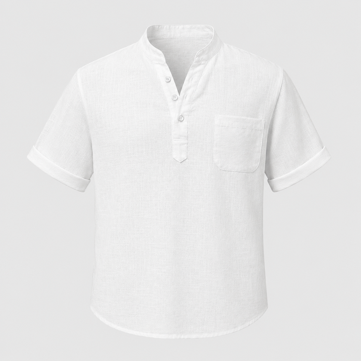 Men's Linen Stand Collar Shirt