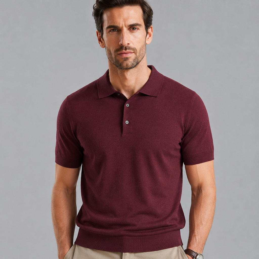 Men's Merino Knit Polo Shirt Relaxed Fit
