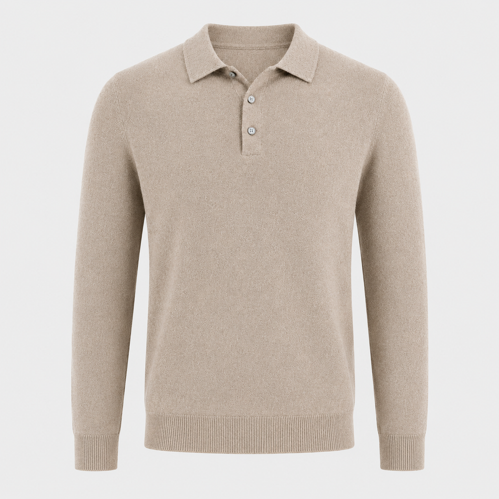Men's Pure Wool Polo Neck Knitted Pullover