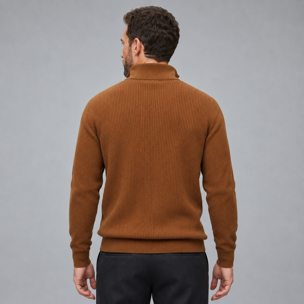 Men's Quarter-Zip Mock Neck Slim Knit Pullover