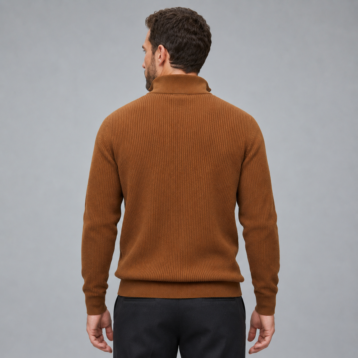 Men's Quarter-Zip Mock Neck Slim Knit Pullover