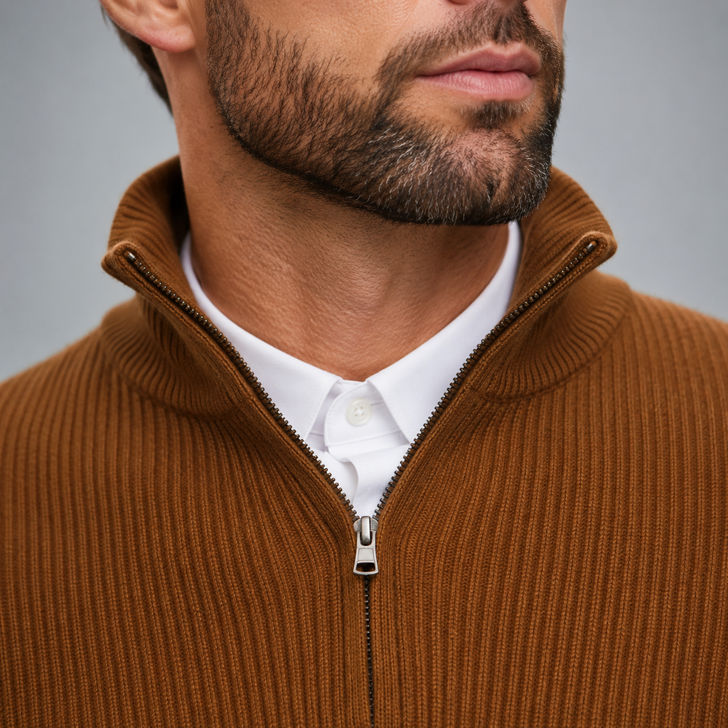 Men's Quarter-Zip Mock Neck Slim Knit Pullover