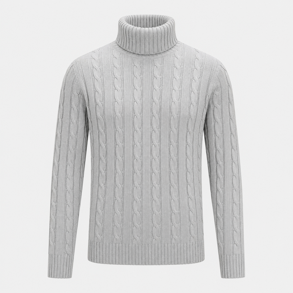 Men's Turtleneck Twist Knit Pullover Jumper