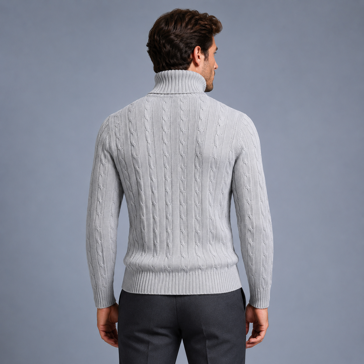 Men's Turtleneck Twist Knit Pullover Jumper