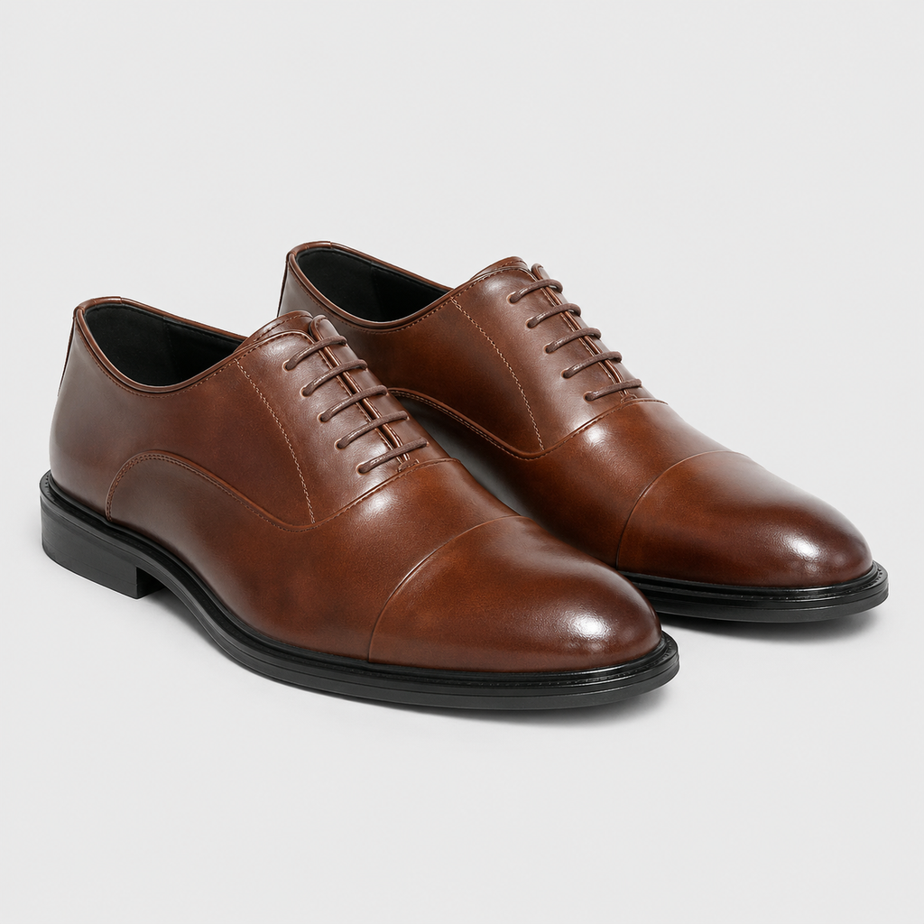 Men's Leather Cap-Toe Oxford Dress Shoes