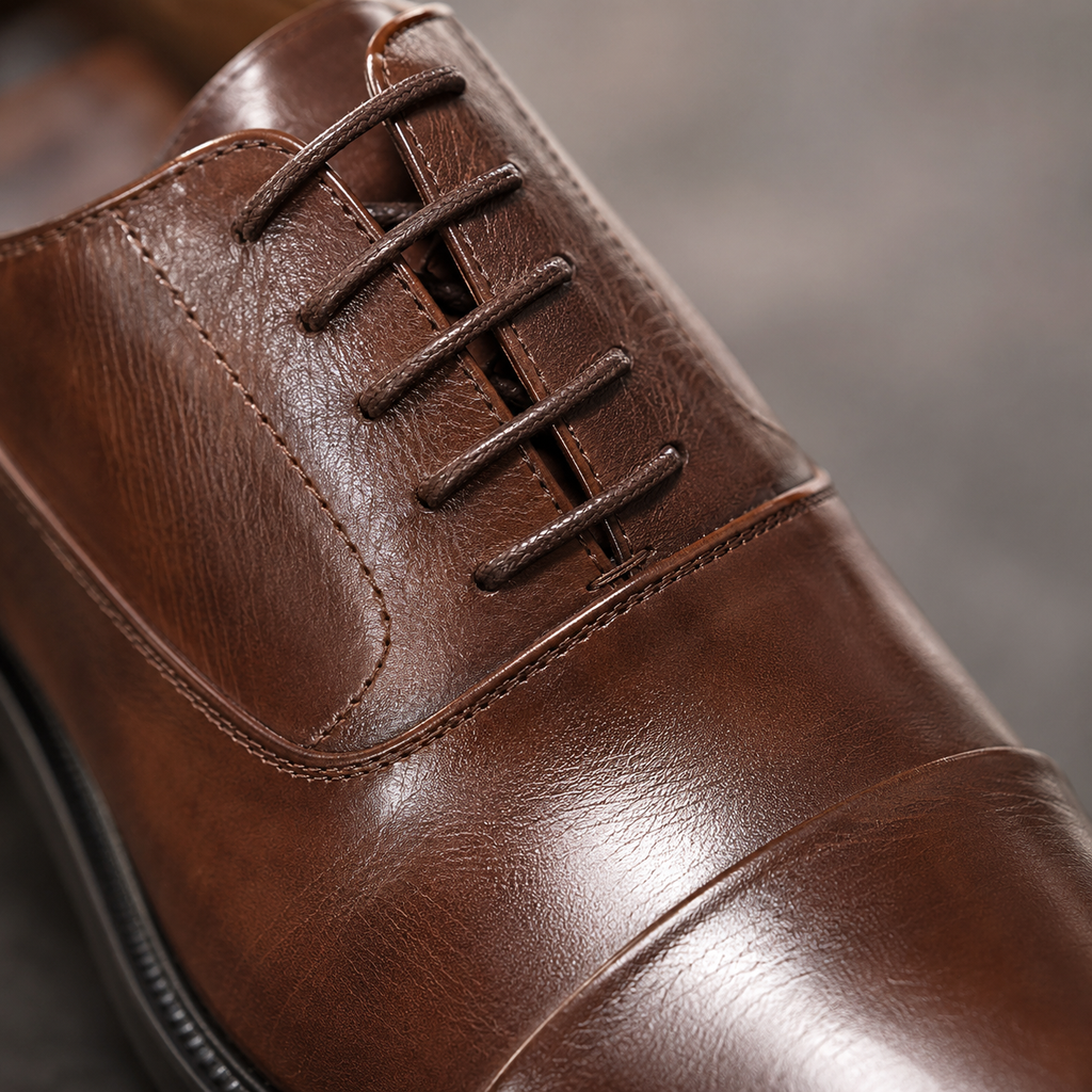 Men's Leather Cap-Toe Oxford Dress Shoes