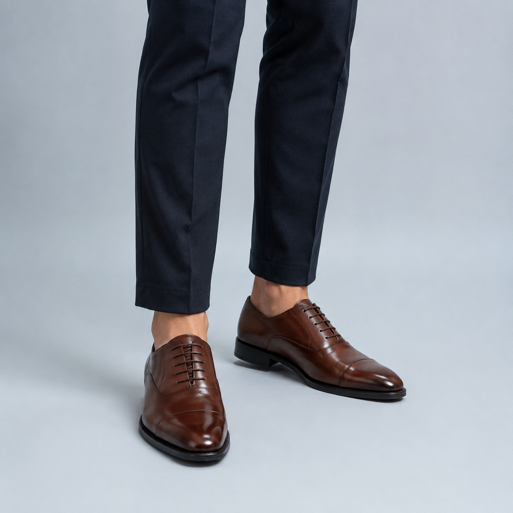 Men's Leather Cap-Toe Oxford Dress Shoes