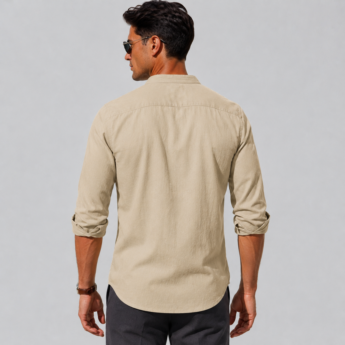 Men's Cotton Button-Down Long Sleeve Shirt