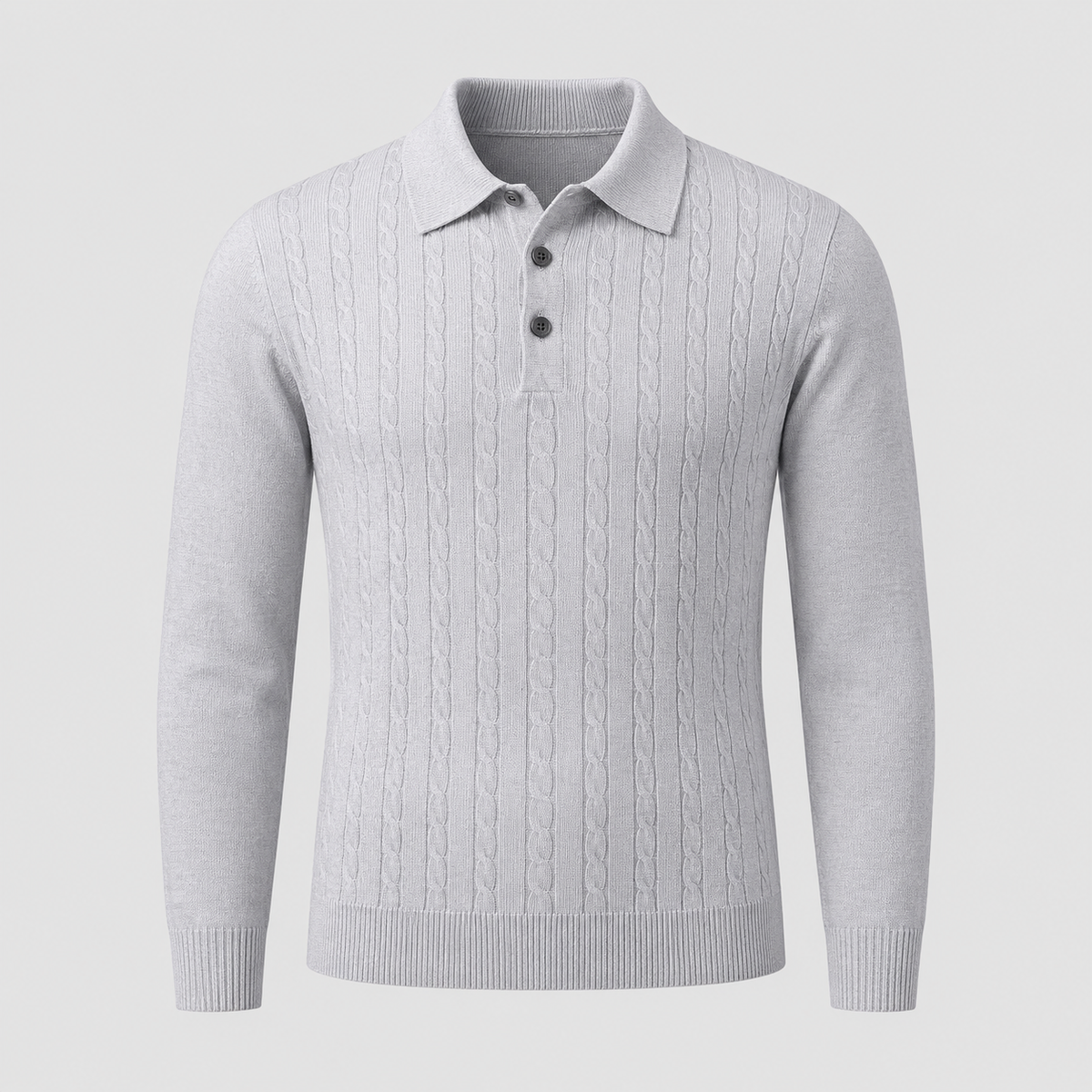 Men's Slim V-Neck Cable Knit Button Jumper