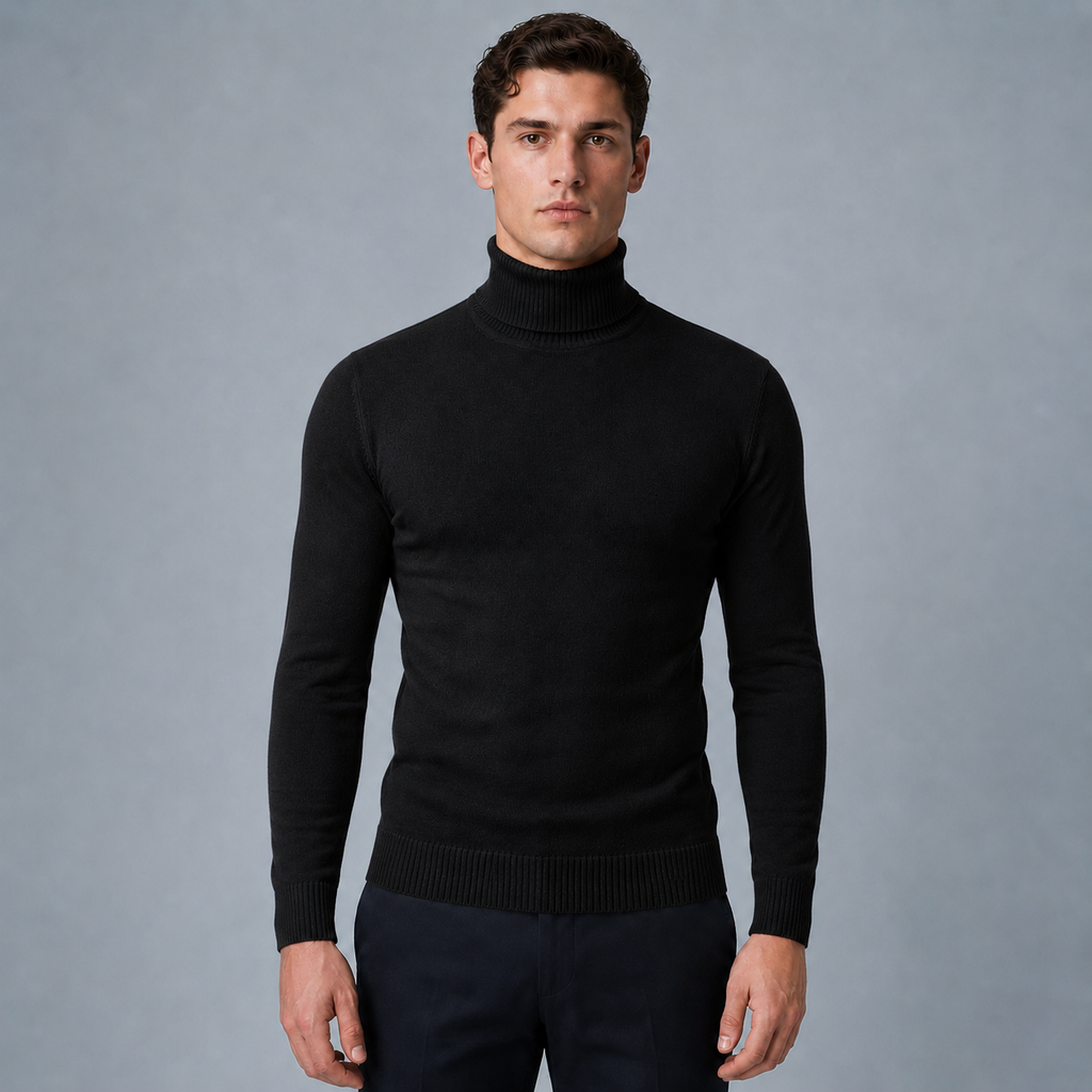 Men's Slim Fit Cotton Turtleneck Knit Jumper