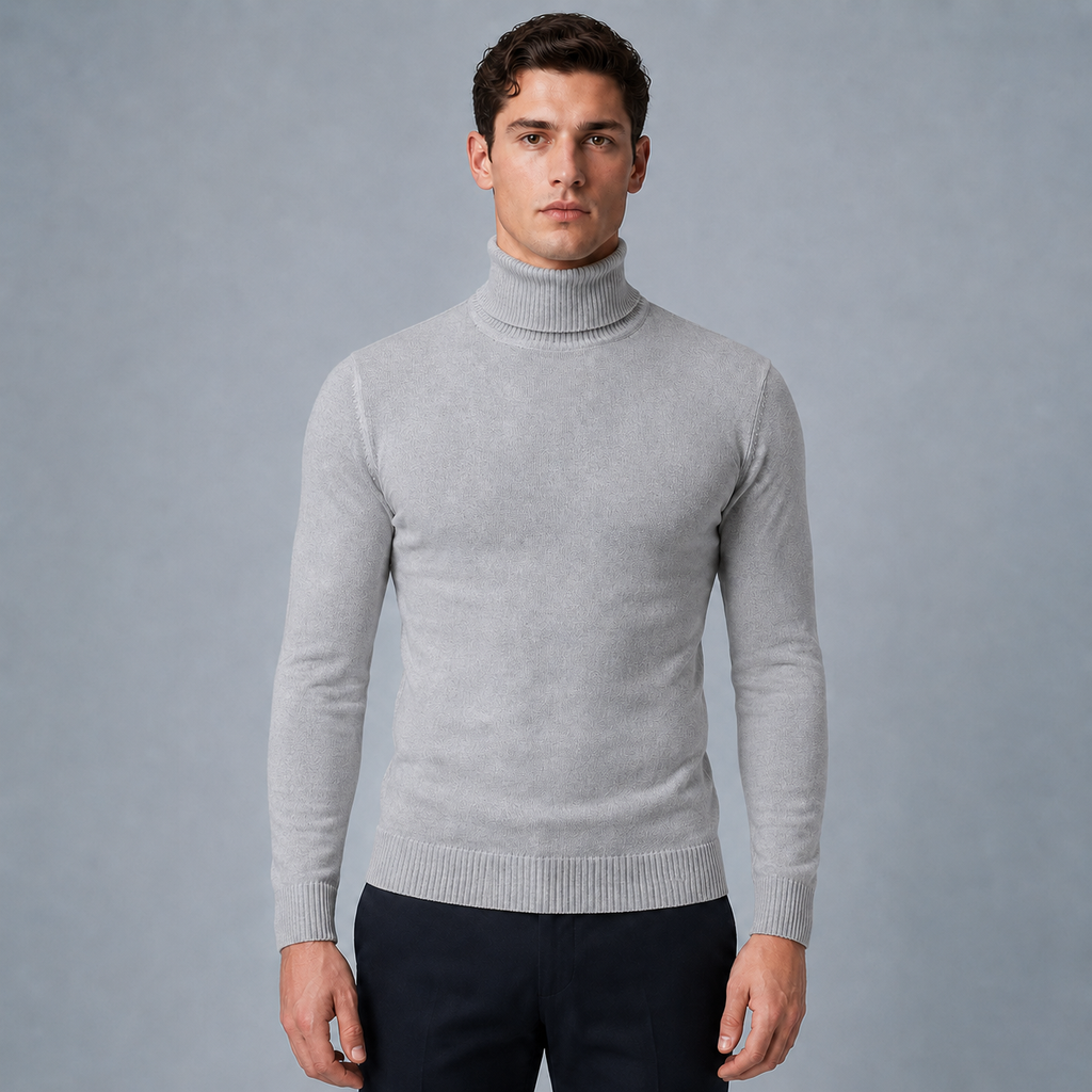 Men's Slim Fit Cotton Turtleneck Knit Jumper