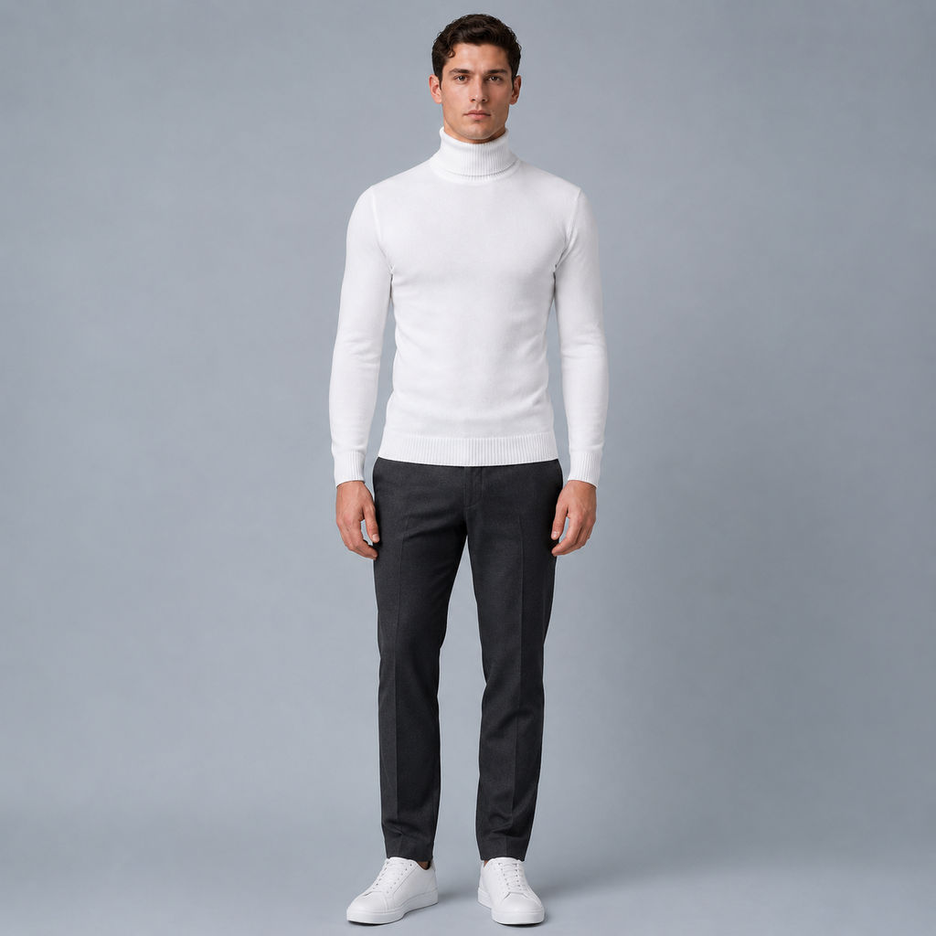 Men's Slim Fit Cotton Turtleneck Knit Jumper