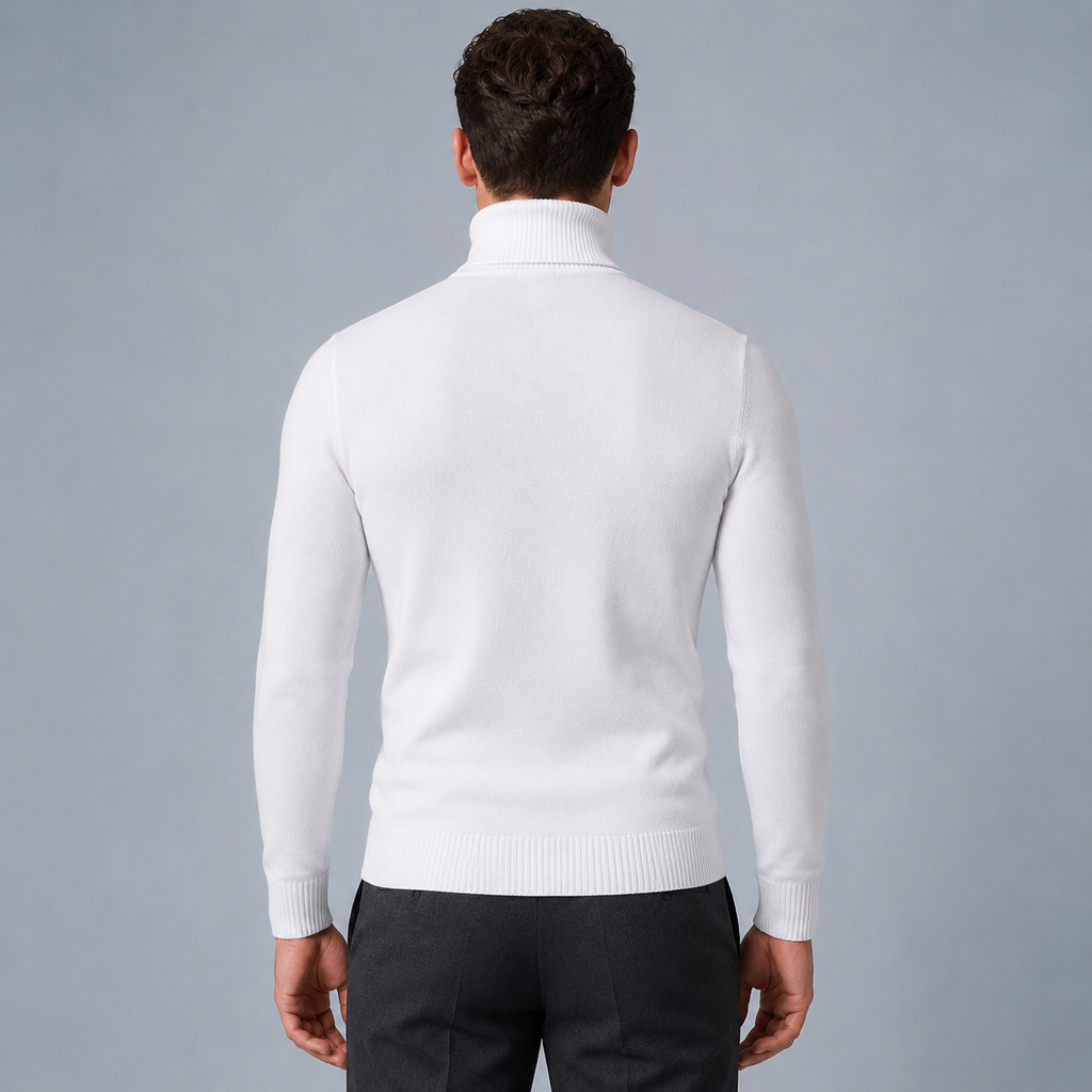 Men's Slim Fit Cotton Turtleneck Knit Jumper