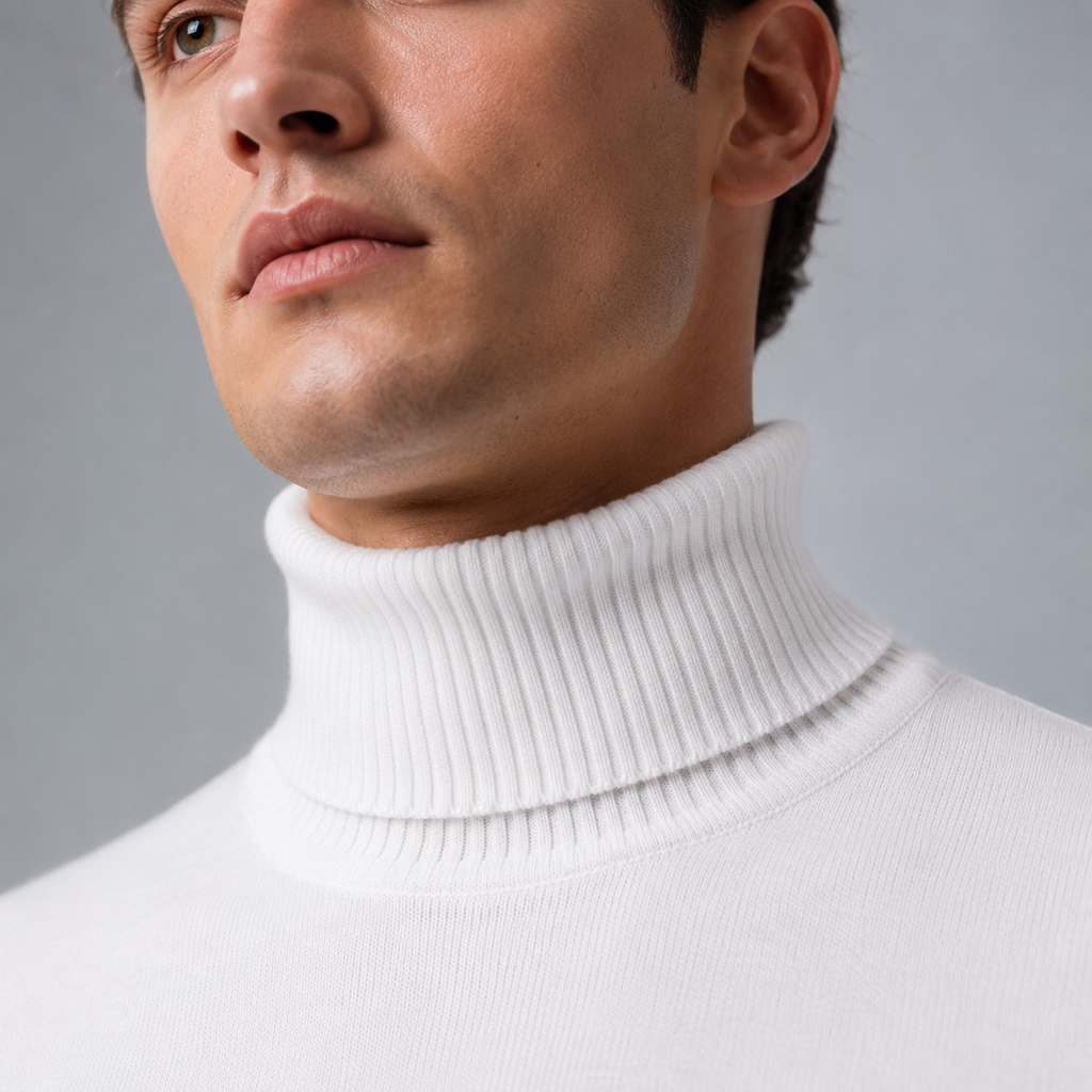 Men's Slim Fit Cotton Turtleneck Knit Jumper
