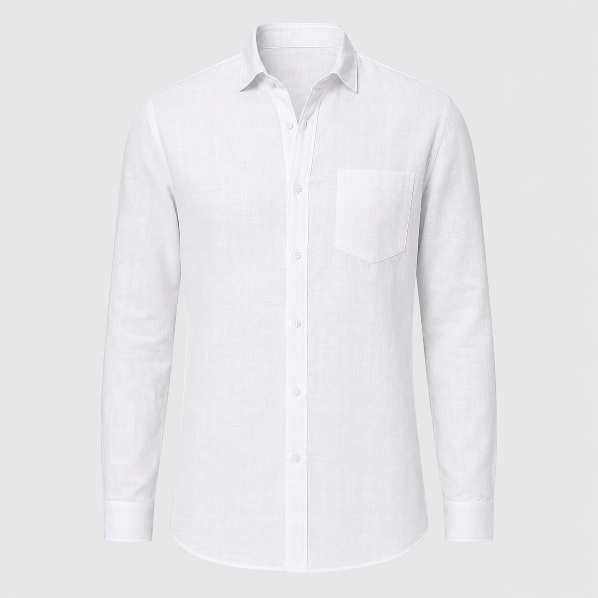 Men's Cotton Linen Lapel Long Sleeve Shirt