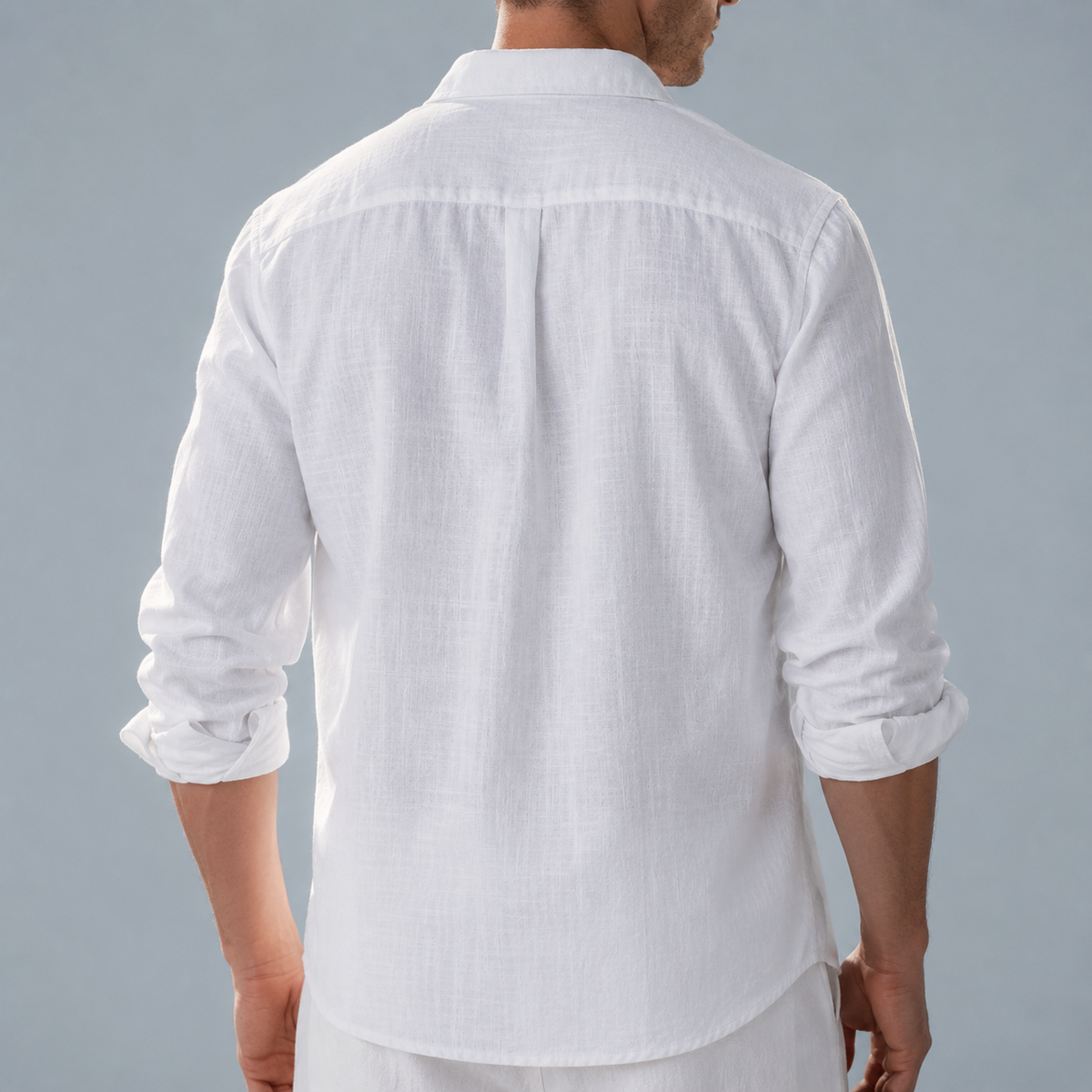 Men's Cotton Linen Lapel Long Sleeve Shirt