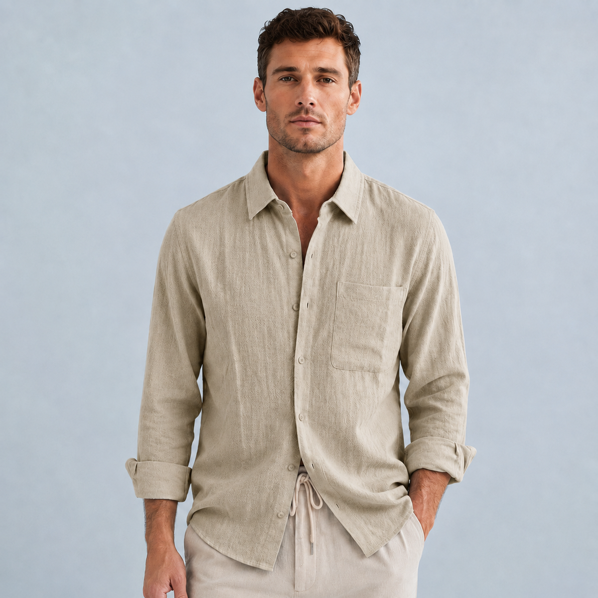 Men's Linen Cotton Loose Lapel Shirt