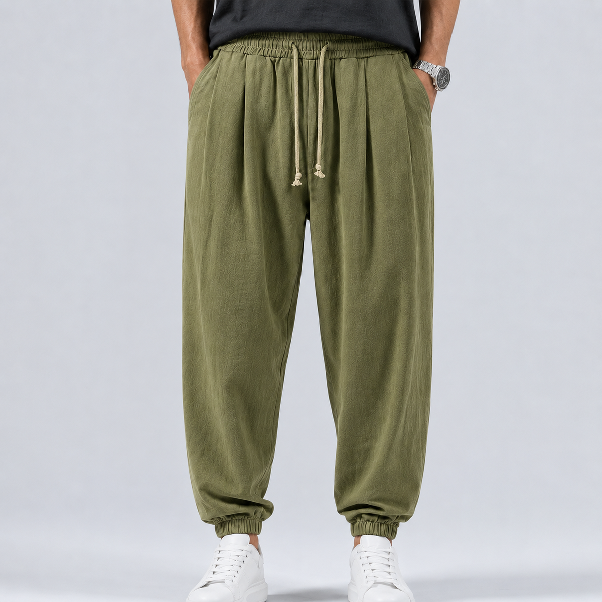 Men's Linen Cotton Drawstring Harem Trousers