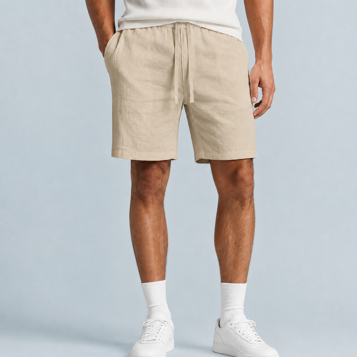 Men's Linen Drawstring Shorts Relaxed Fit