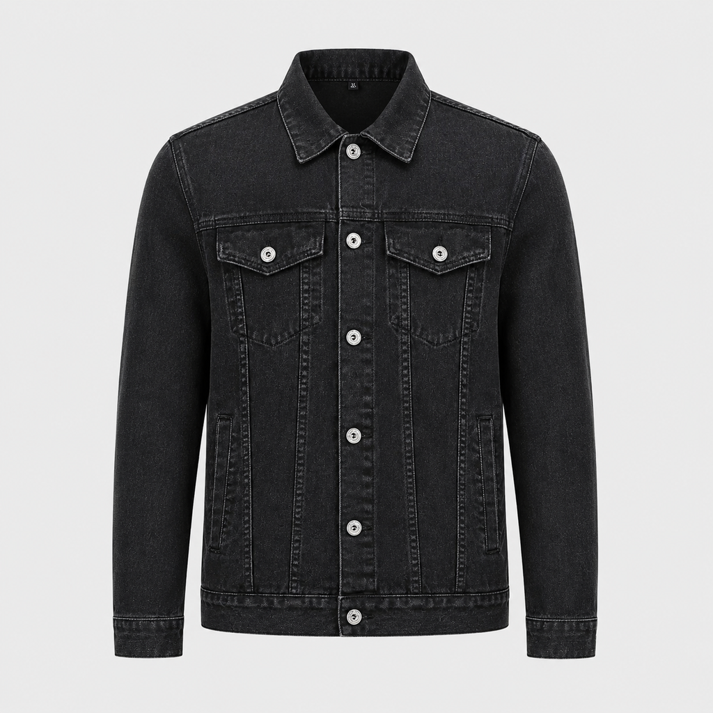 Men's Black Collar Denim Jacket