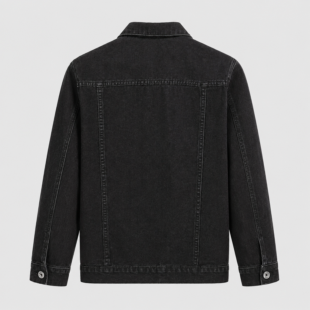 Men's Black Collar Denim Jacket