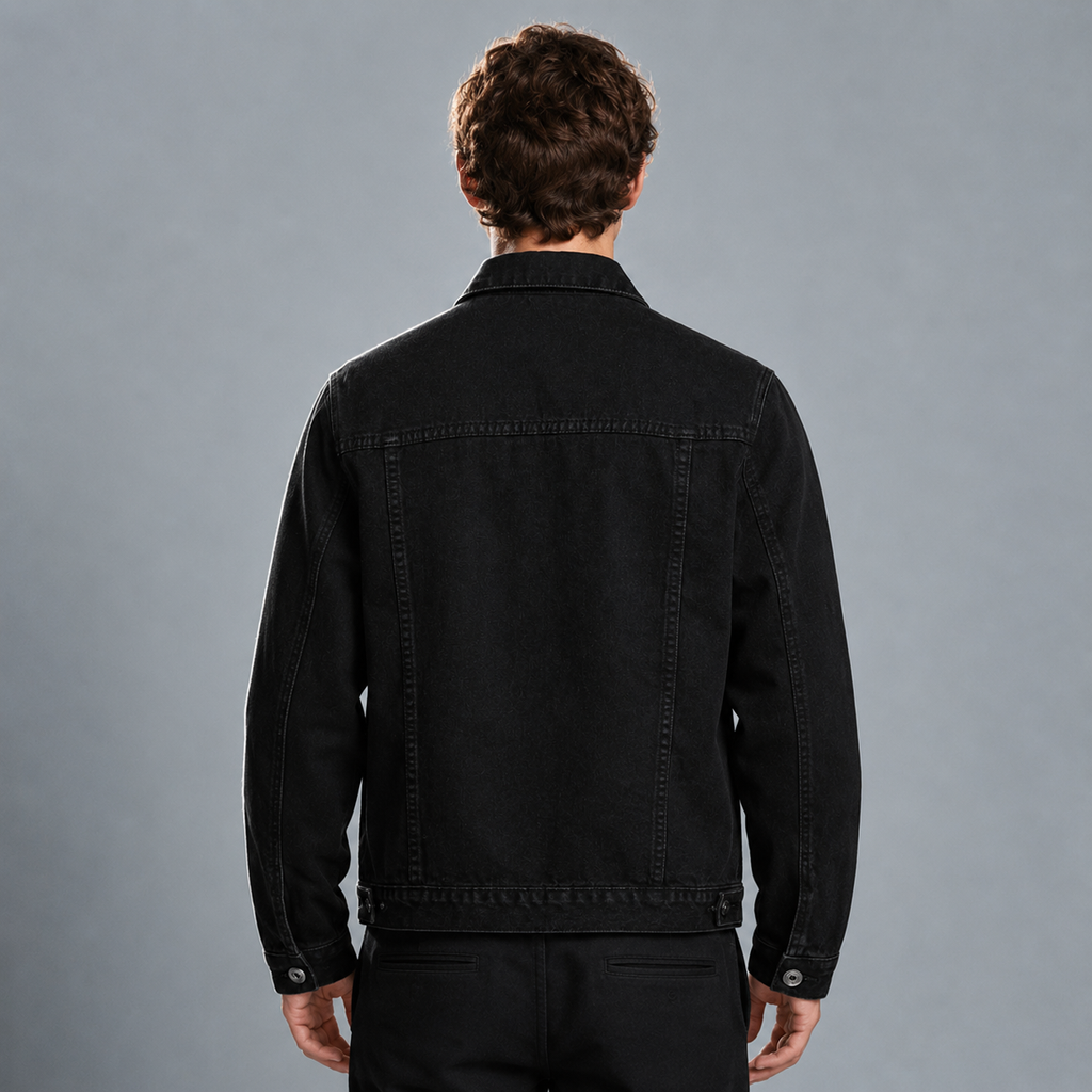 Men's Black Collar Denim Jacket