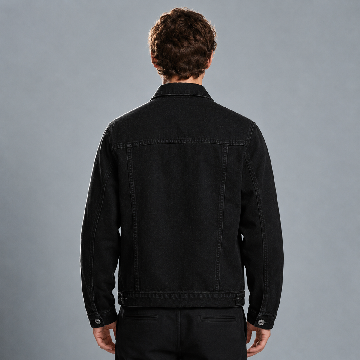 Men's Black Collar Denim Jacket