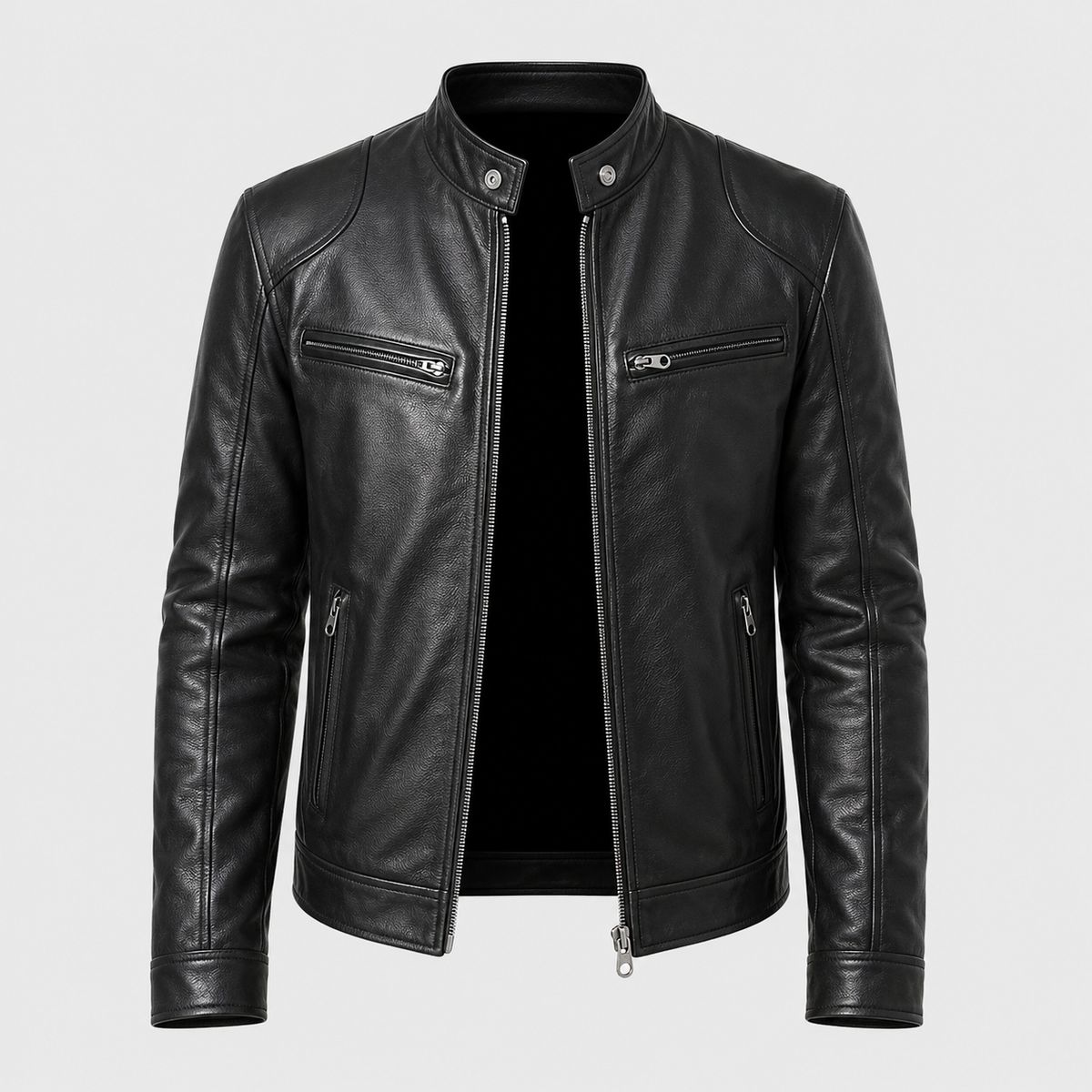 Men's Slim Fit Lapel PU Leather Jacket