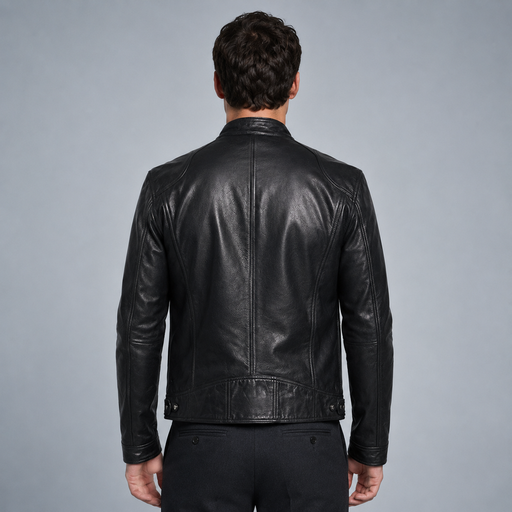 Men's Slim Fit Lapel PU Leather Jacket