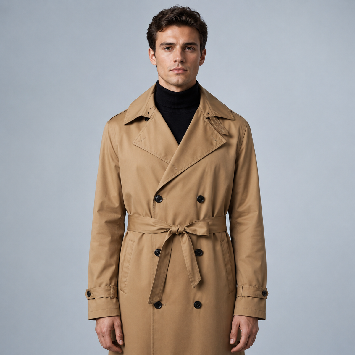 Men's Longline Trench Coat British Style