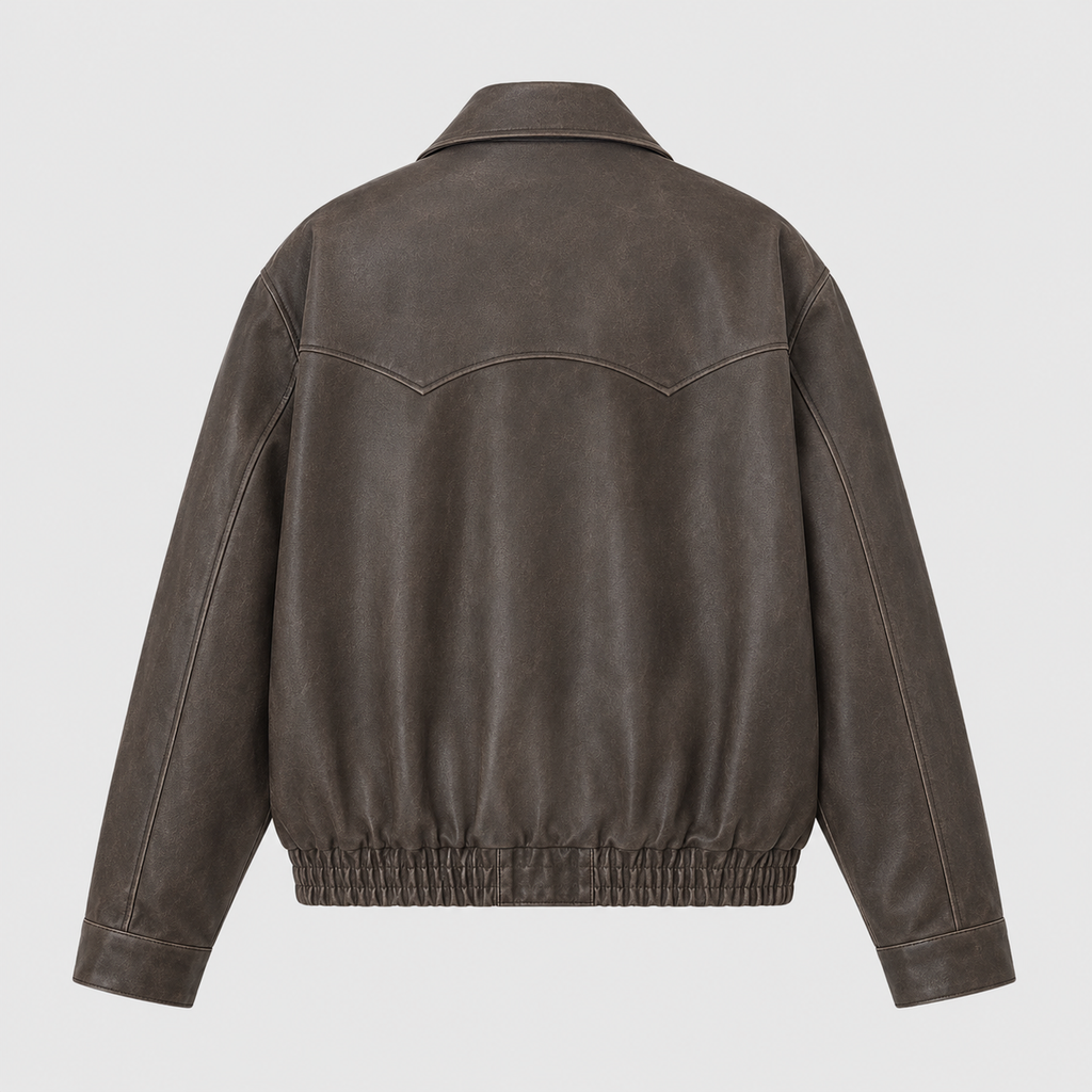 Men's Vintage Washed PU Leather Zip Jacket