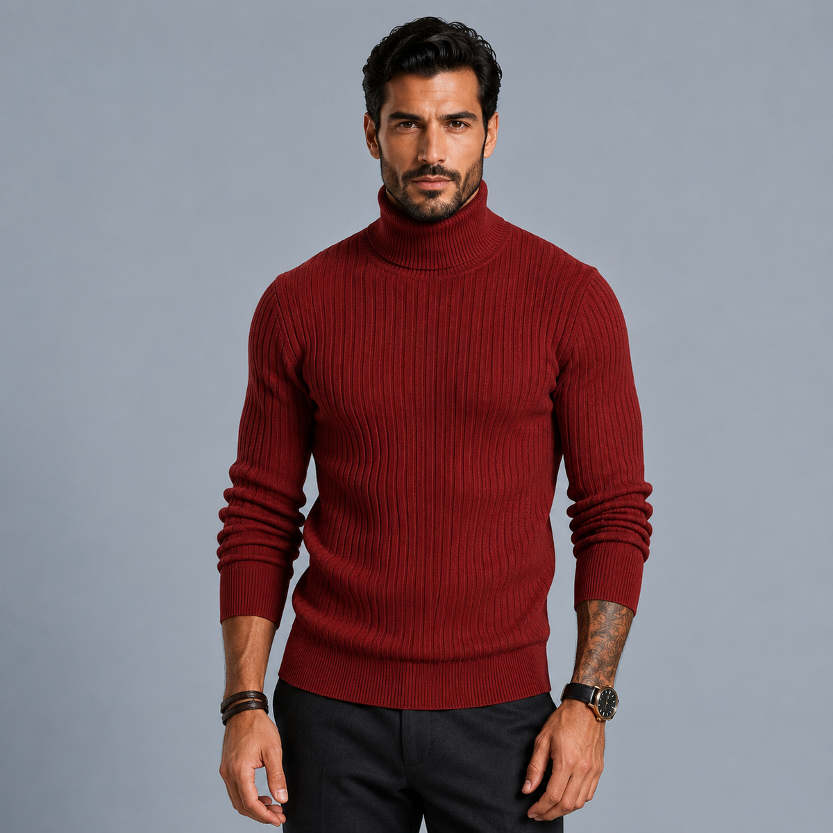 Men's Slim Fit Heavyweight Turtleneck Jumper