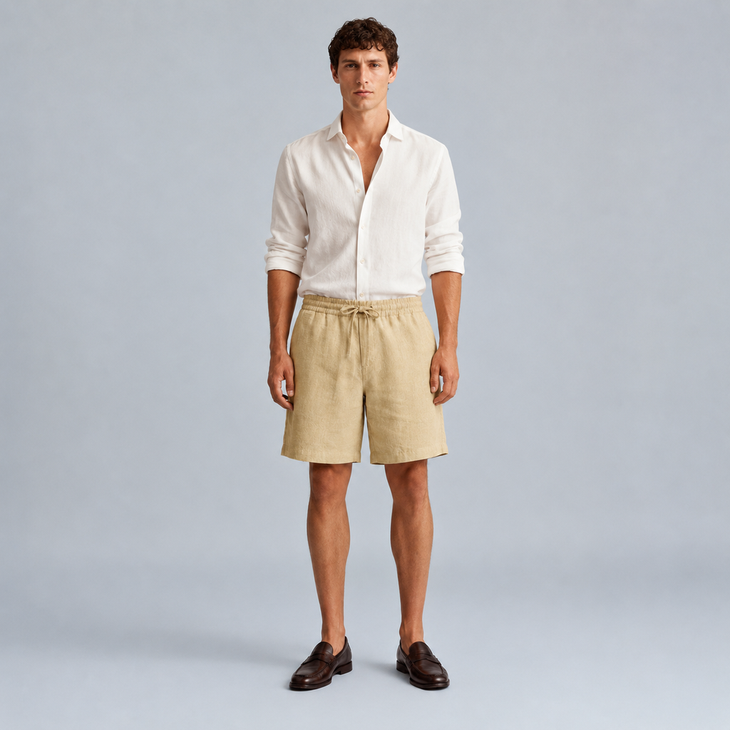 Men's Linen Solid Colour Lightweight Shorts