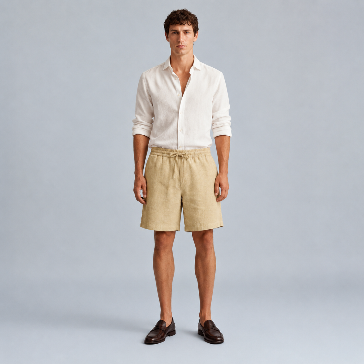 Men's Linen Solid Colour Lightweight Shorts