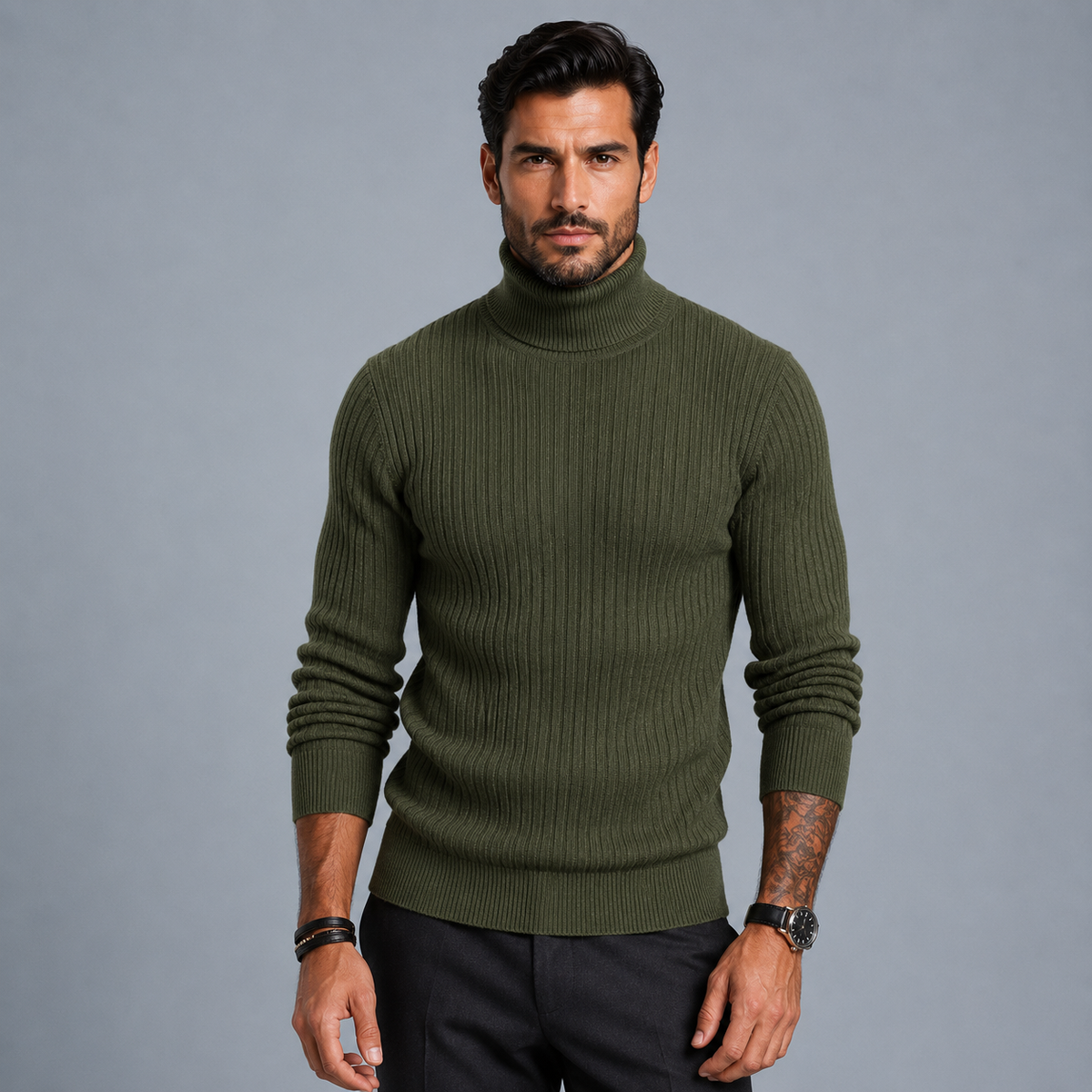 Men's Slim Fit Heavyweight Turtleneck Jumper