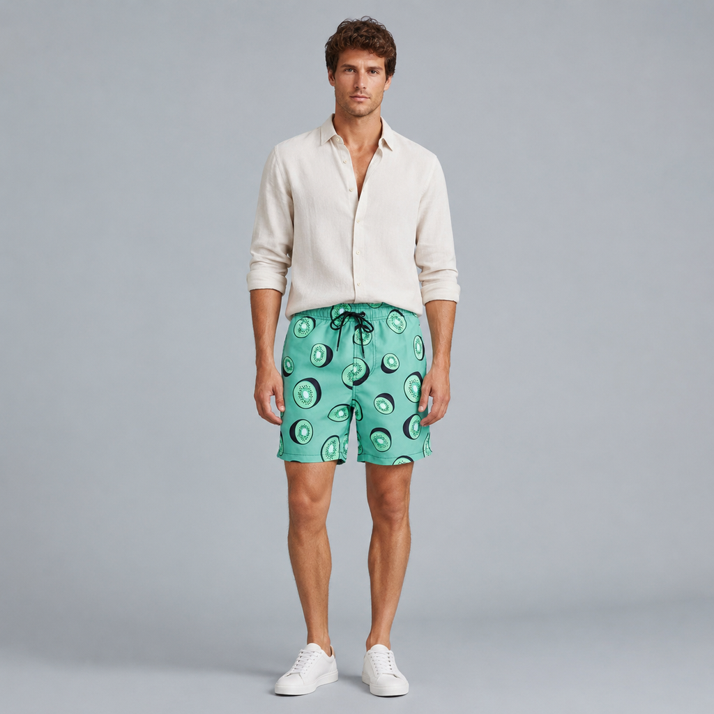 Men's Kiwi Fruits Quick-Dry Swim Shorts