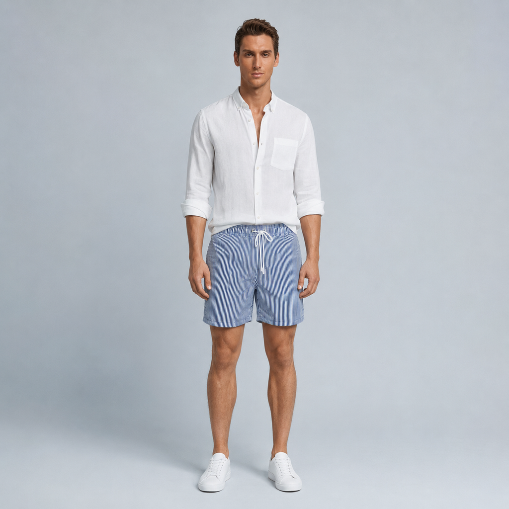 Men's Striped Quick-Dry Swim Shorts